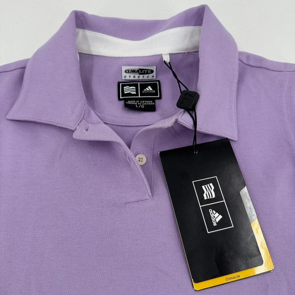 Adidas CLIMALITE WOMENS Lavender Sleeveless Button Close Golf Shirt SIZE L - NWT - Picture 7 of 15